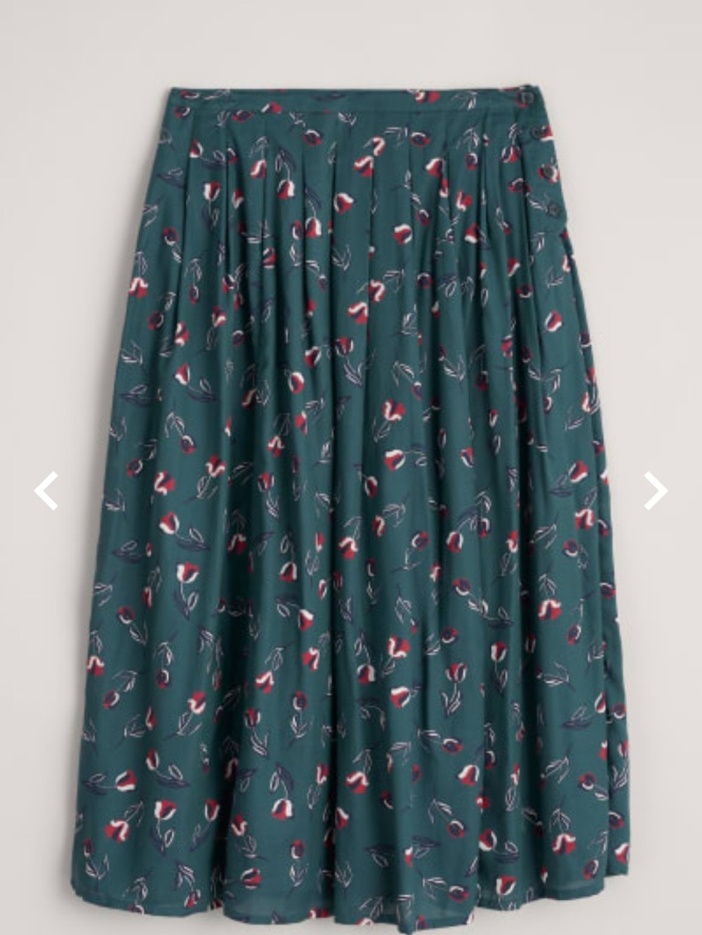 Seasalt Cornwall Silver Darlings Pleated Floral Midi Skirt in Teal Size 6